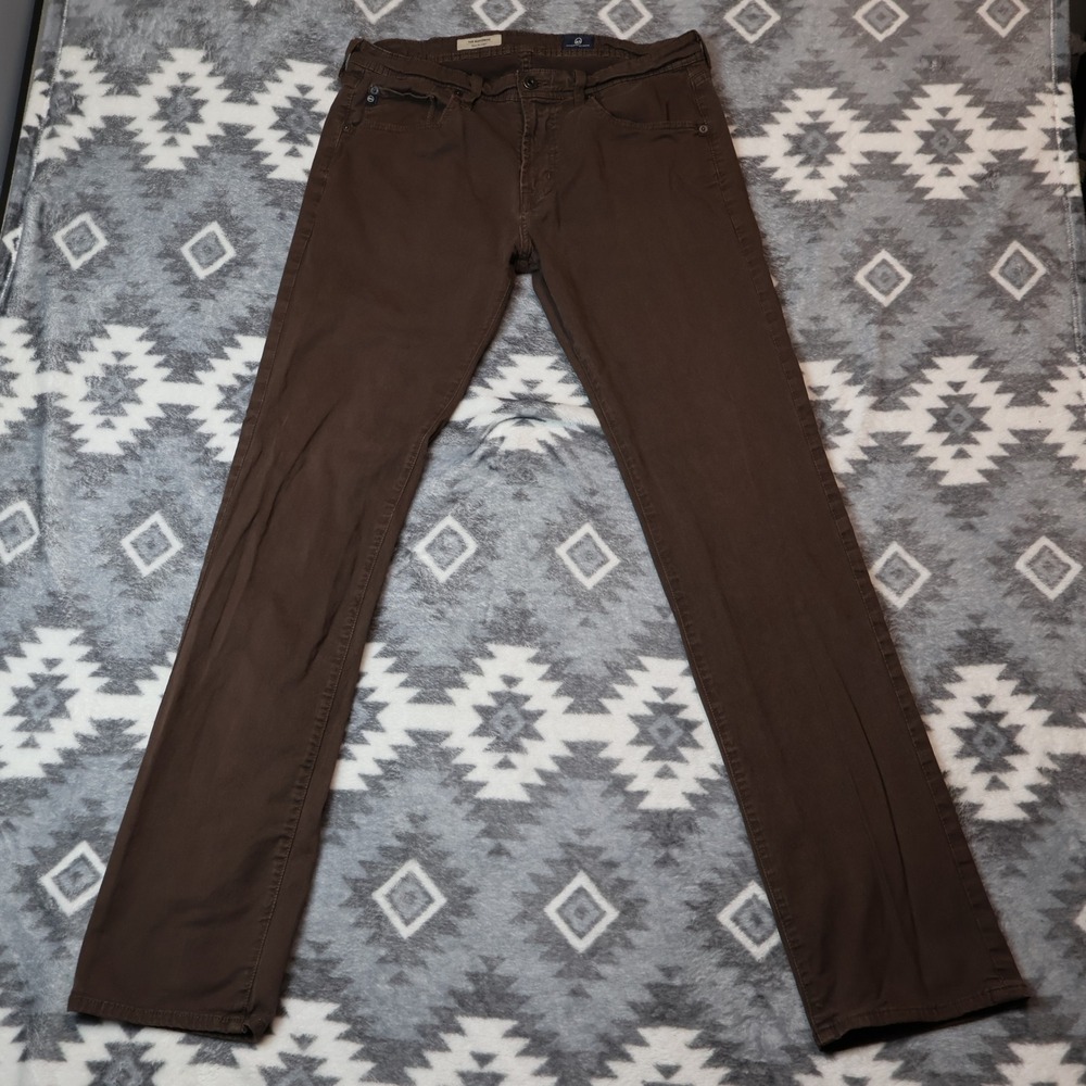 AG Adriano Goldschmied The Matchbox Slim Straight Brown Pants 32 Made in USA